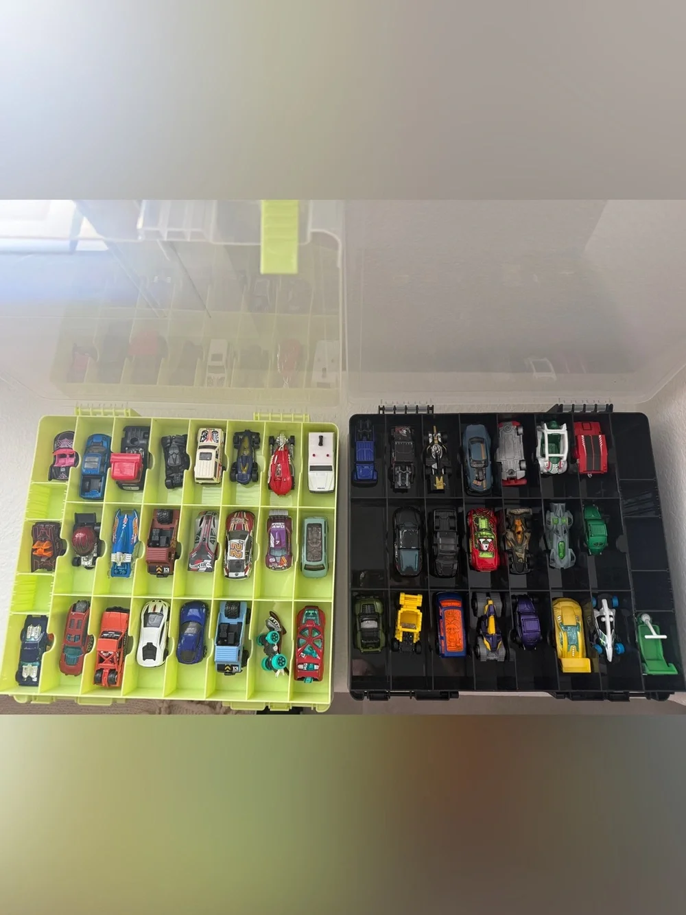 Double-Sided Hot Wheels Storage Cases with Cars Included (2 Cases)